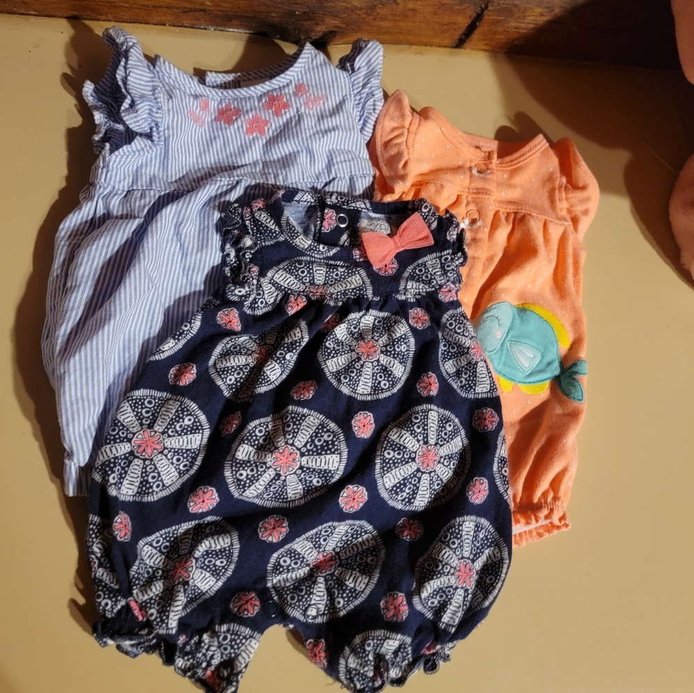 Carter's 3 piece newborn baby girl outfits. Fun, cute designs!